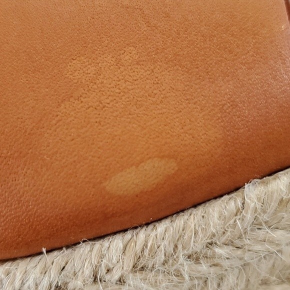 LANDS' END PLATFORM WEDGE SANDALS ESPADRILLES SHOES HONEY BROWN LEATHER SIZE 8 - Picture 7 of 7